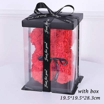 Teddy Rose Bear With Box and LED Light Display