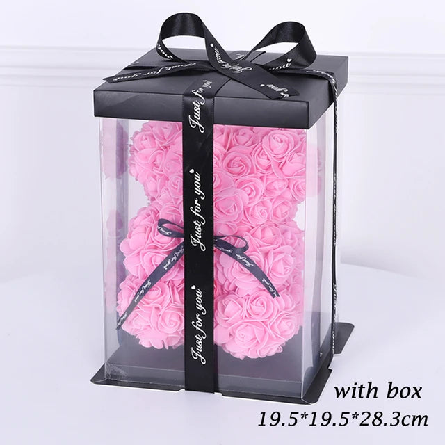 Teddy Rose Bear With Box and LED Light Display