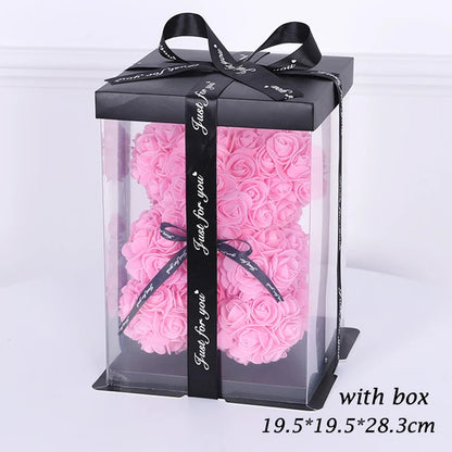 Teddy Rose Bear With Box and LED Light Display